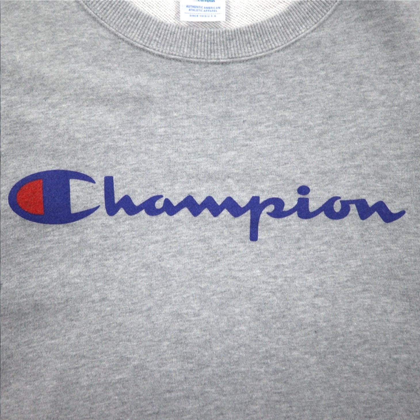 Felpa girocollo Champion M grigia in cotone con stampa logo C3-H004
