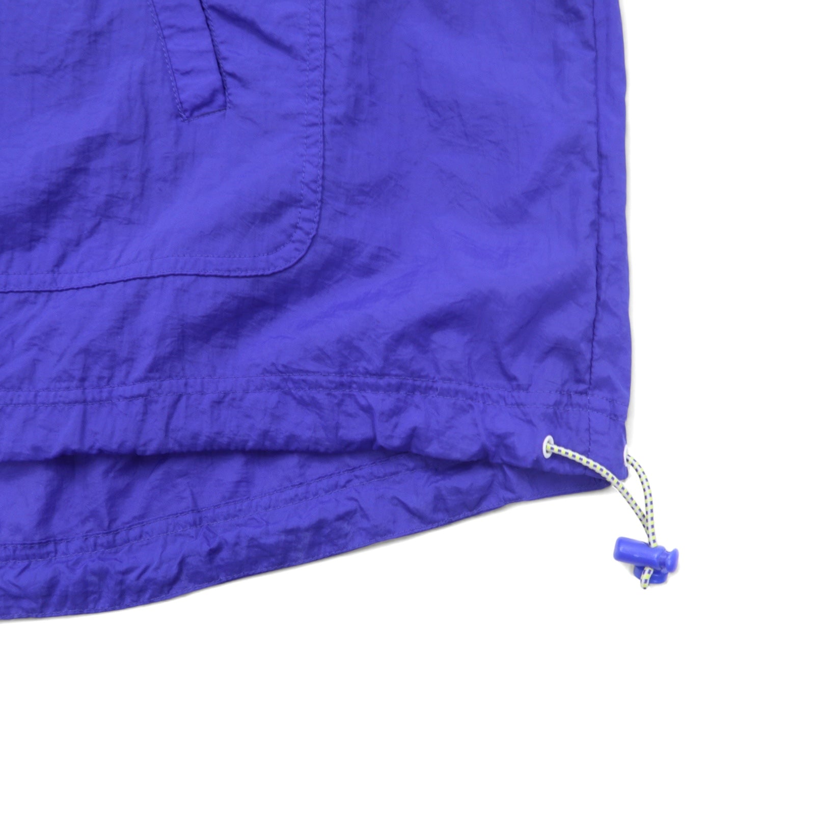 NIKE anni '90, etichetta argento, giacca a vento a pullover, taglia L, blu e bianca, in poliestere, con Swoosh, coulisse