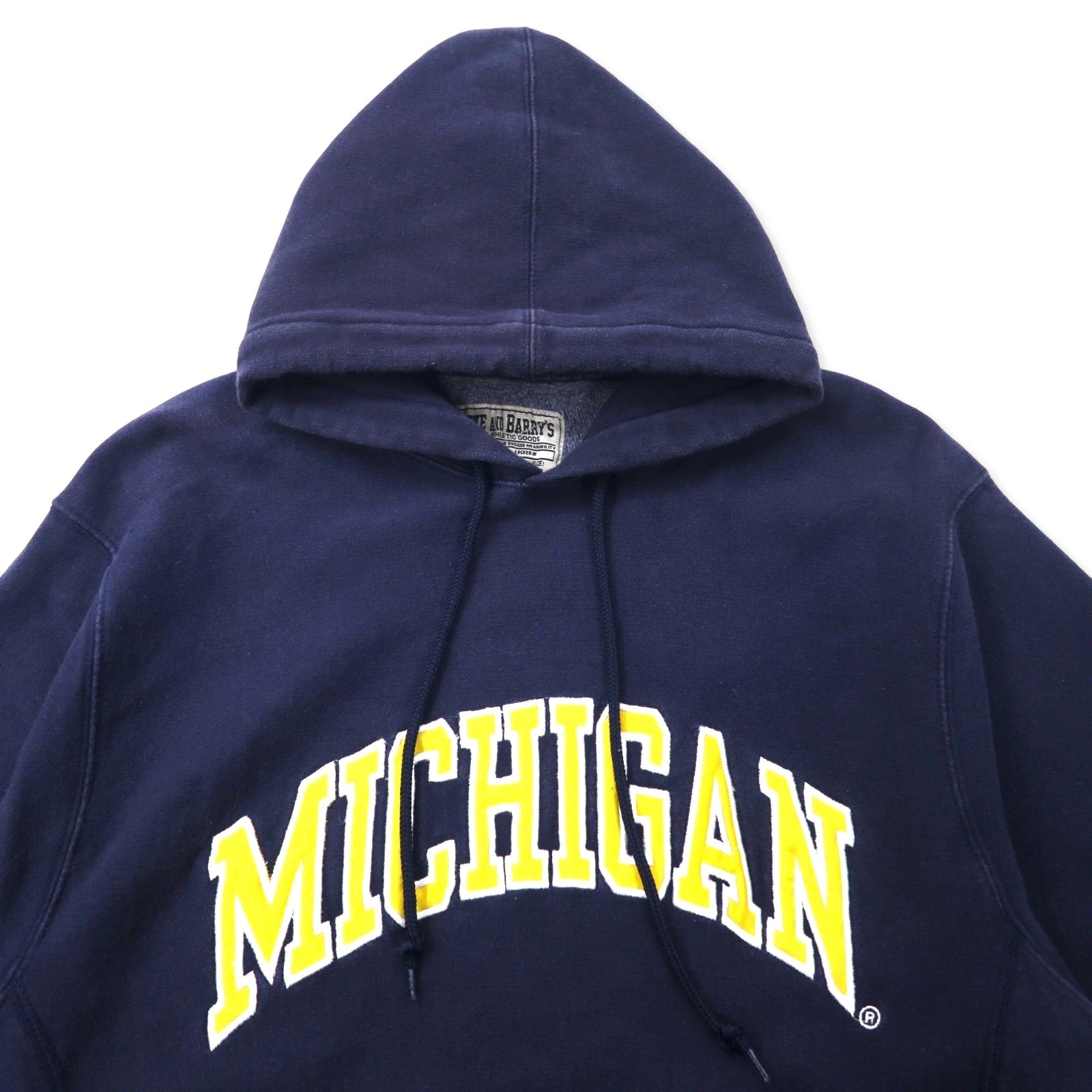 STEVE AND BARRY'S Felpa college con cappuccio M blu navy cotone "Pakimade" interno felpato MICHIGAN
