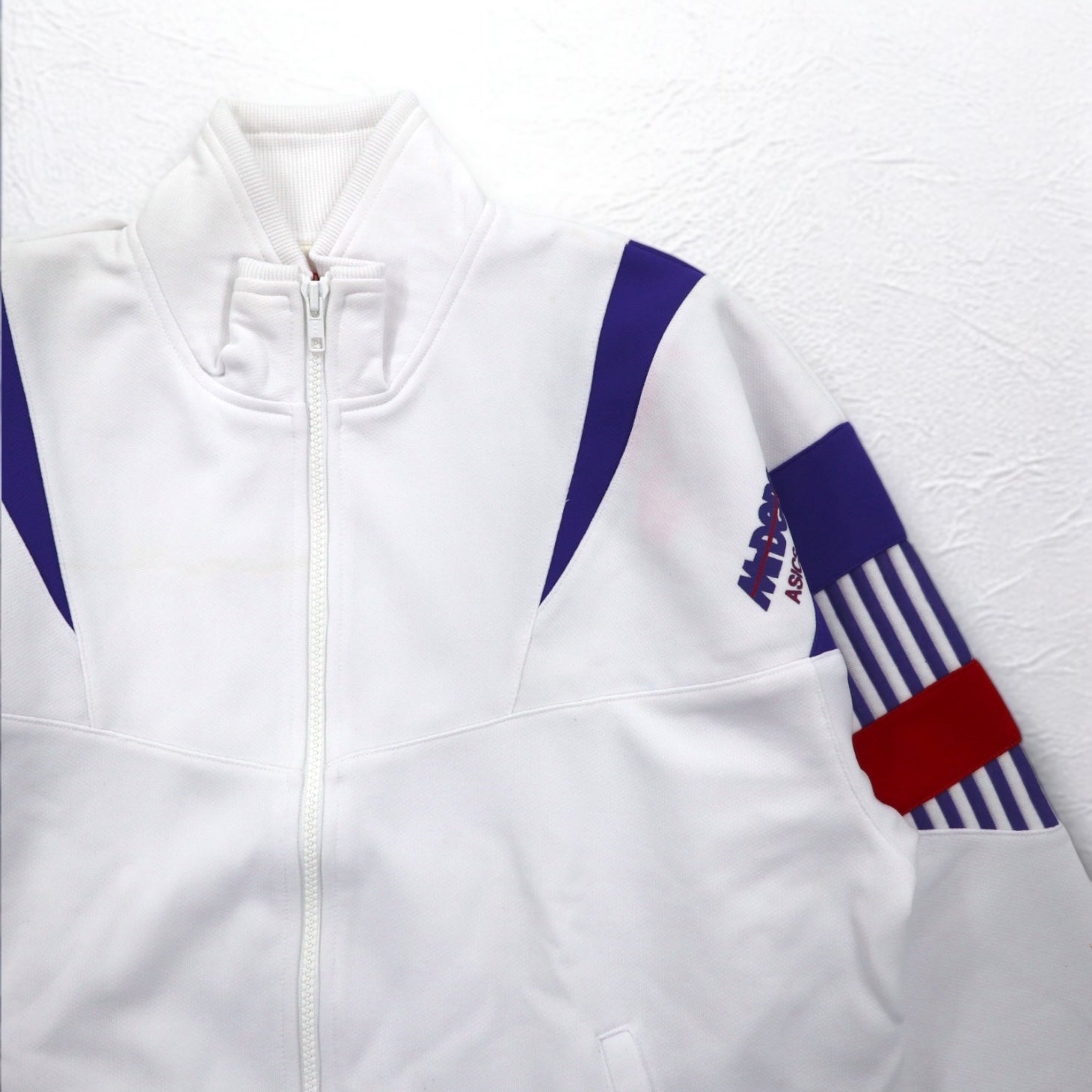 Mr DEPORTE (asics) anni '90, giacca da tuta, XL, bianca, poliestere, mai usata