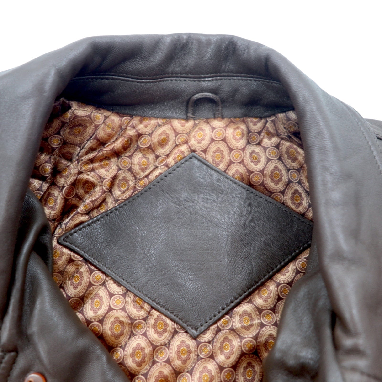Vintage Lamb Leather Car Coat Anni '90 Agnello Pelle Car Coat M Marrone Pelle di Agnello Fodera Paisley
