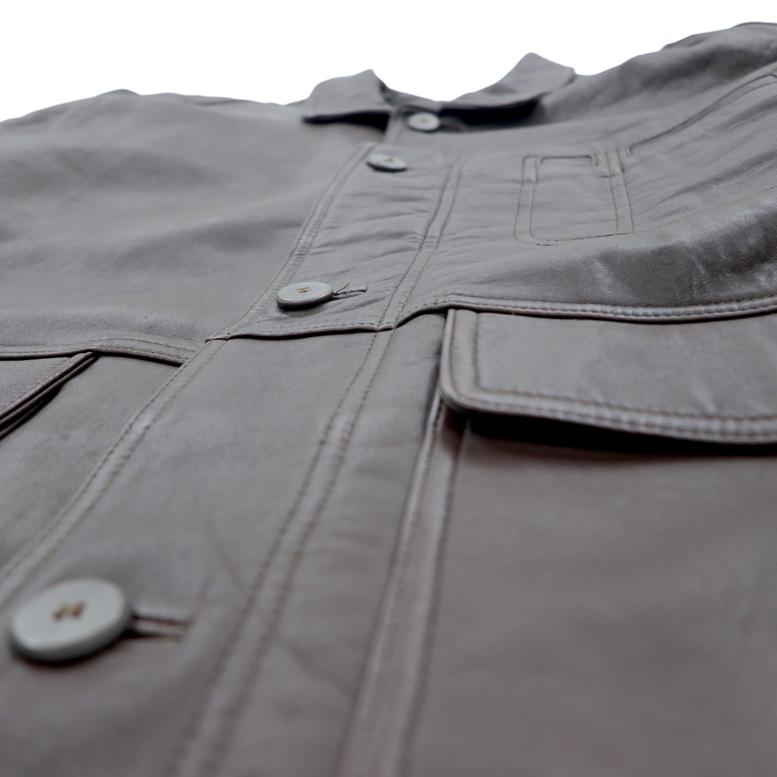 Vintage Lamb Leather Car Coat 90年代 ラムレザー カーコート M ブラウン 羊革 裏地ペイズリー