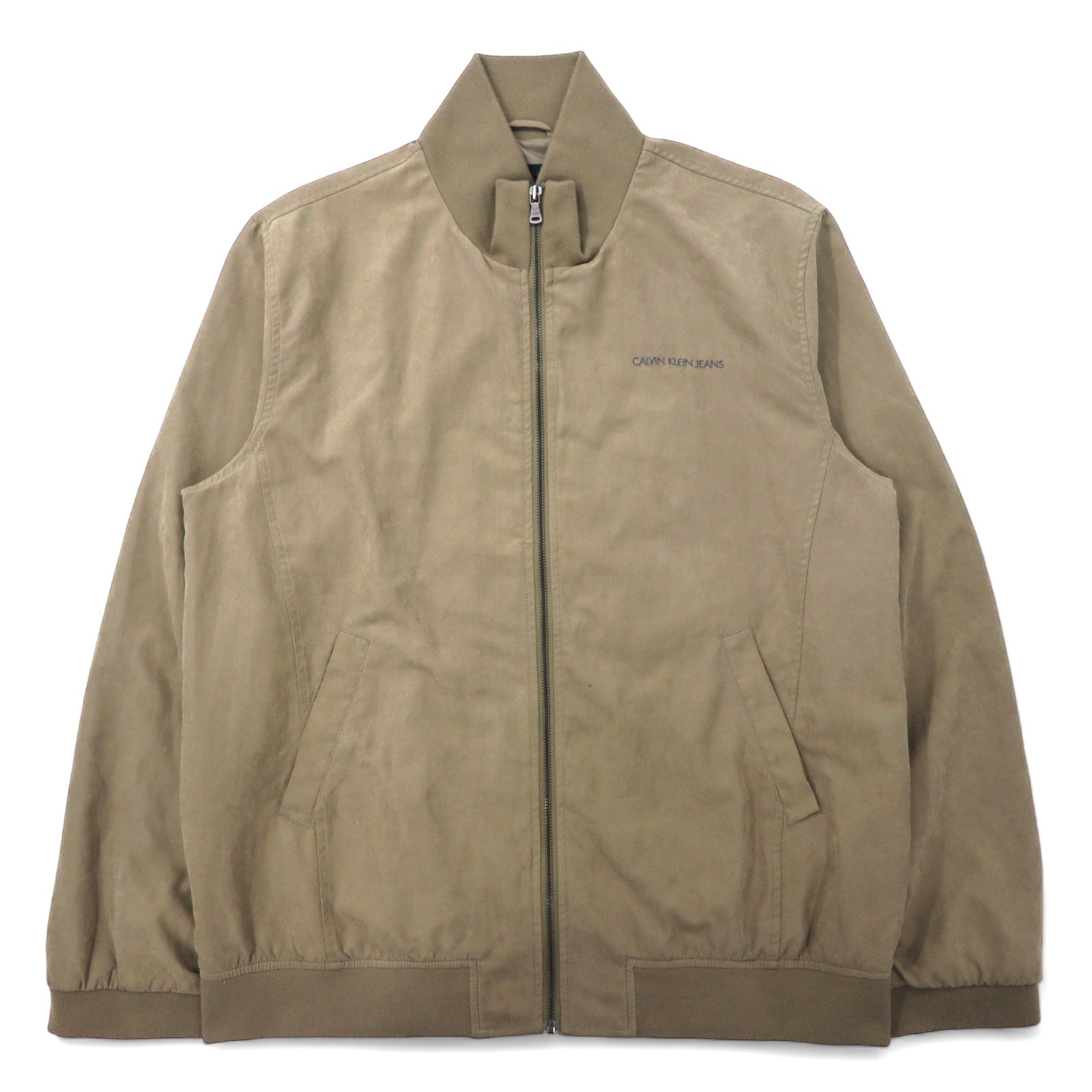 Calvin Klein Jeans Bomber in pelle scamosciata, XL, beige, poliestere, logo ricamato