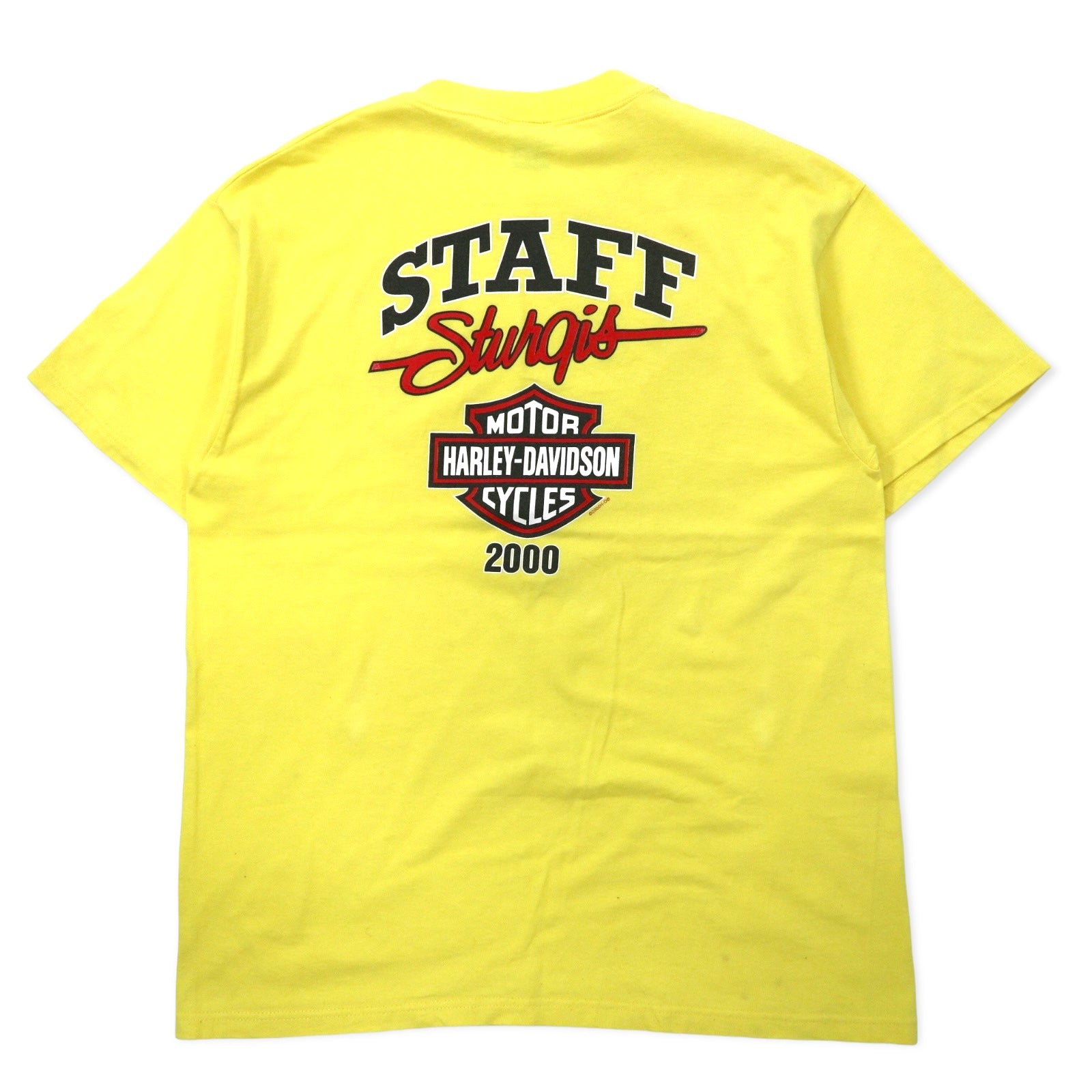 HARLEY DAVIDSON T-shirt con logo stampato, made in USA, taglia L, giallo, cotone Hanes BEEFY-T