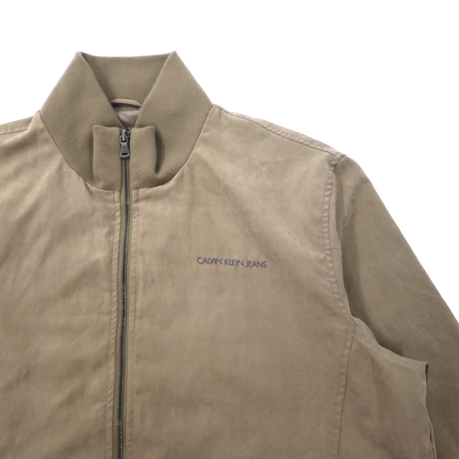 Calvin Klein Jeans Bomber in pelle scamosciata, XL, beige, poliestere, logo ricamato