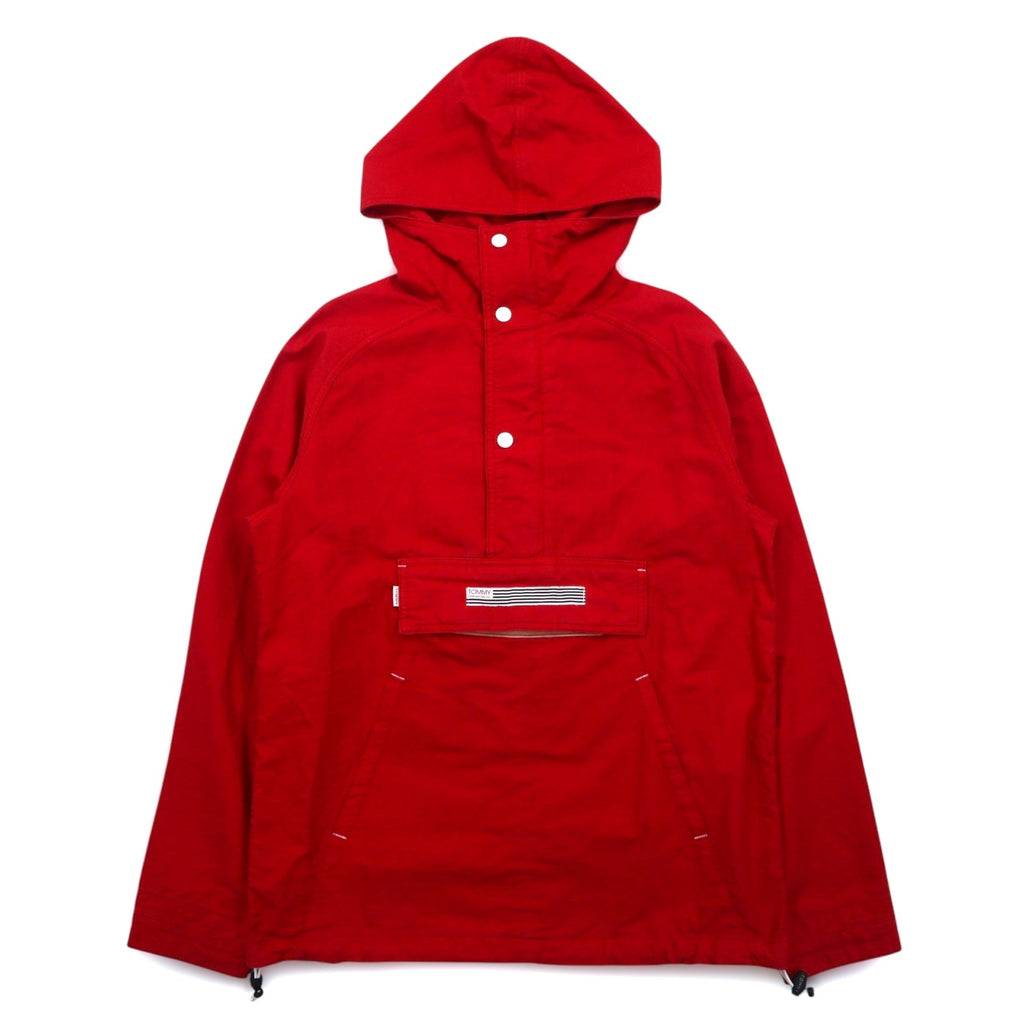 TOMMY アノラックパーカー S レッド コットン ハーフジップ ドローコード カンガルーポケット