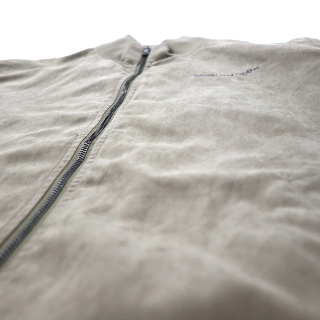 Calvin Klein Jeans Bomber in pelle scamosciata, XL, beige, poliestere, logo ricamato