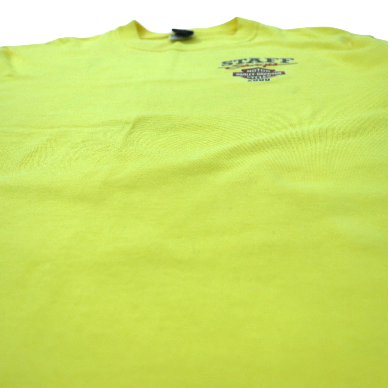HARLEY DAVIDSON T-shirt con logo stampato, made in USA, taglia L, giallo, cotone Hanes BEEFY-T