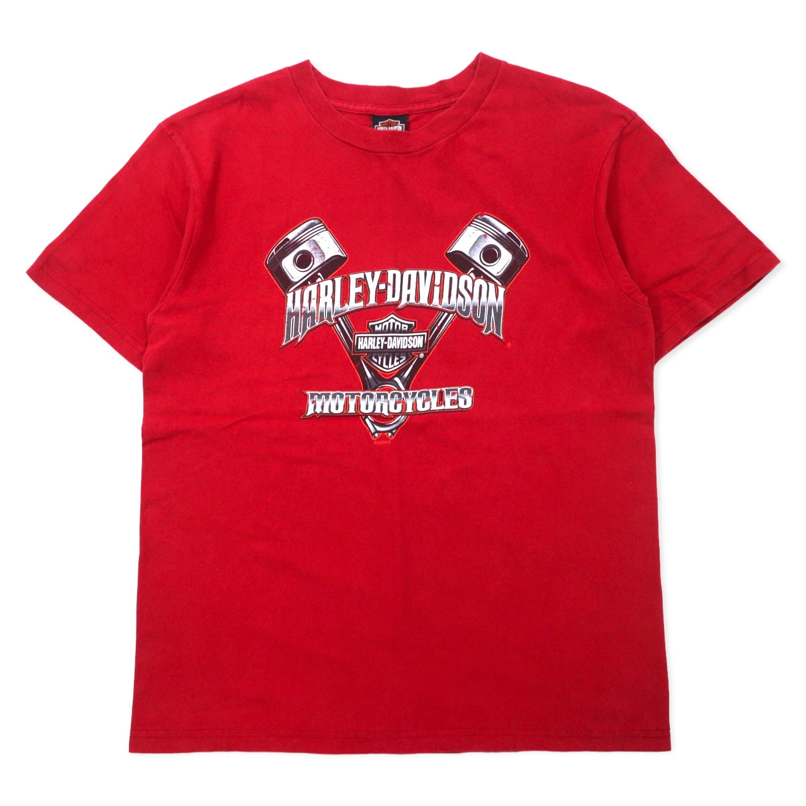 HARLEY DAVIDSON USA Stampa logo T-shirt L Rossa Cotone Bahamas