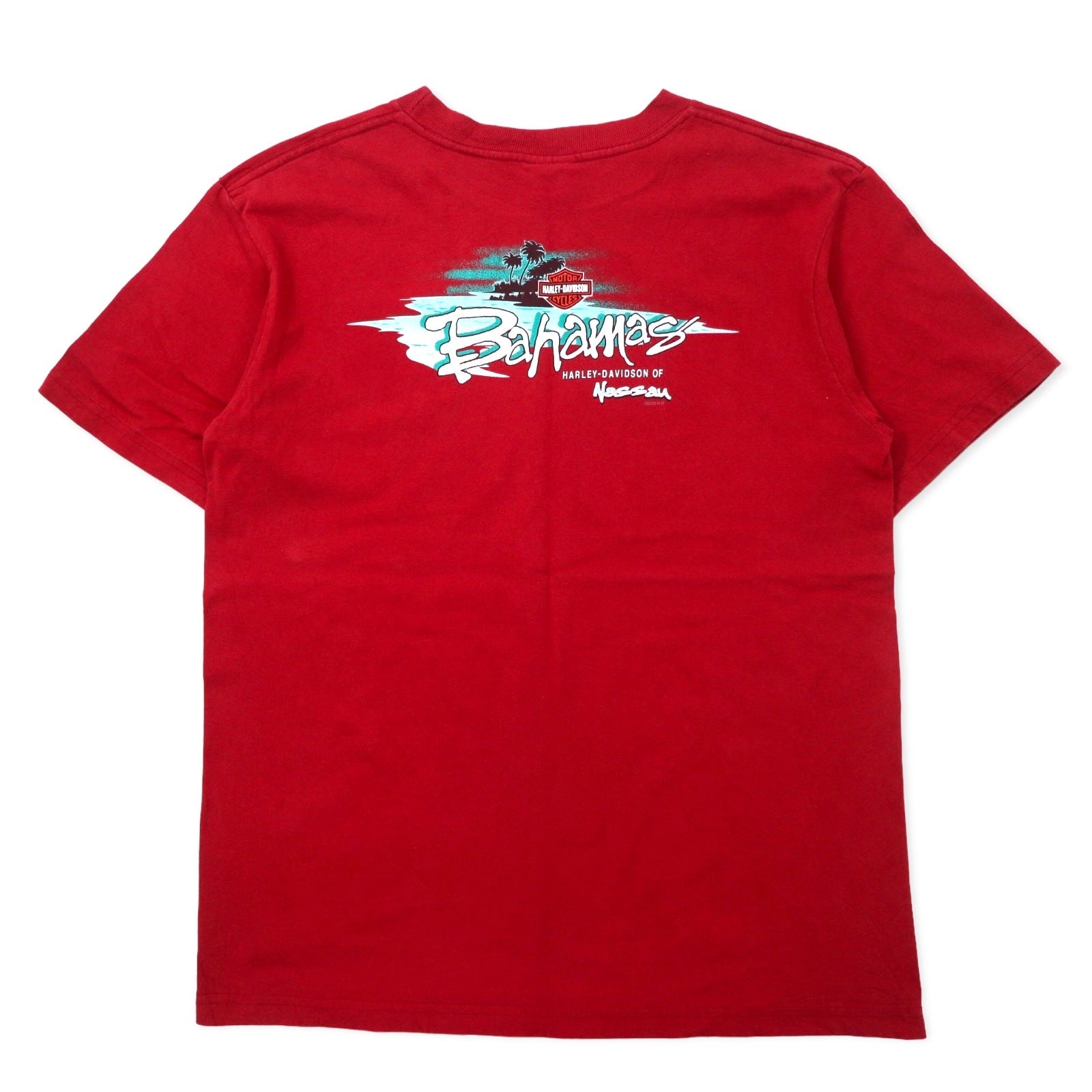 HARLEY DAVIDSON USA Stampa logo T-shirt L Rossa Cotone Bahamas