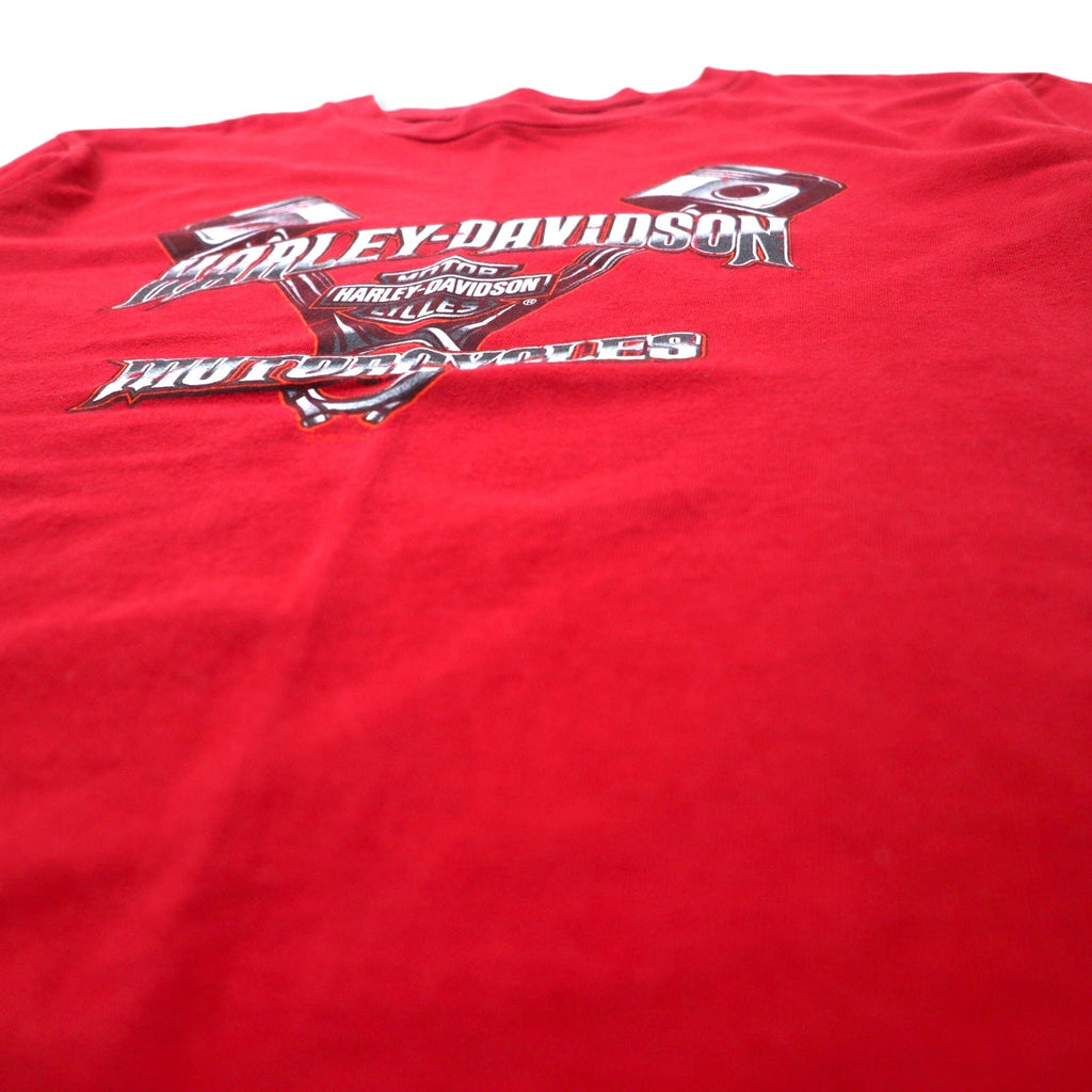 HARLEY DAVIDSON USA Stampa logo T-shirt L Rossa Cotone Bahamas