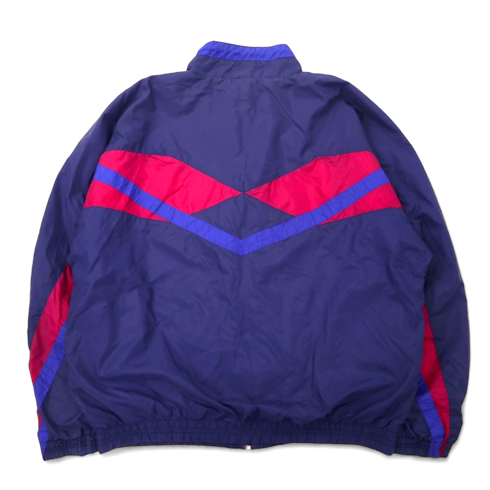 NIKE anni '90 Giacca in nylon Tuta L Blu navy Color Block Logo Swoosh Ricamo Etichetta argento