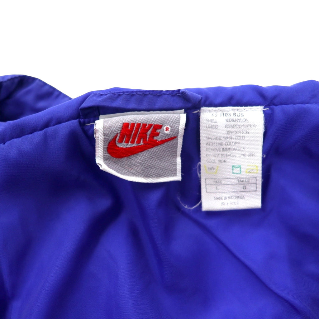 NIKE 90年代 ナイロンジャケット ジャージ L ネイビー カラーブロック スウォッシュロゴ 刺繍 銀タグ