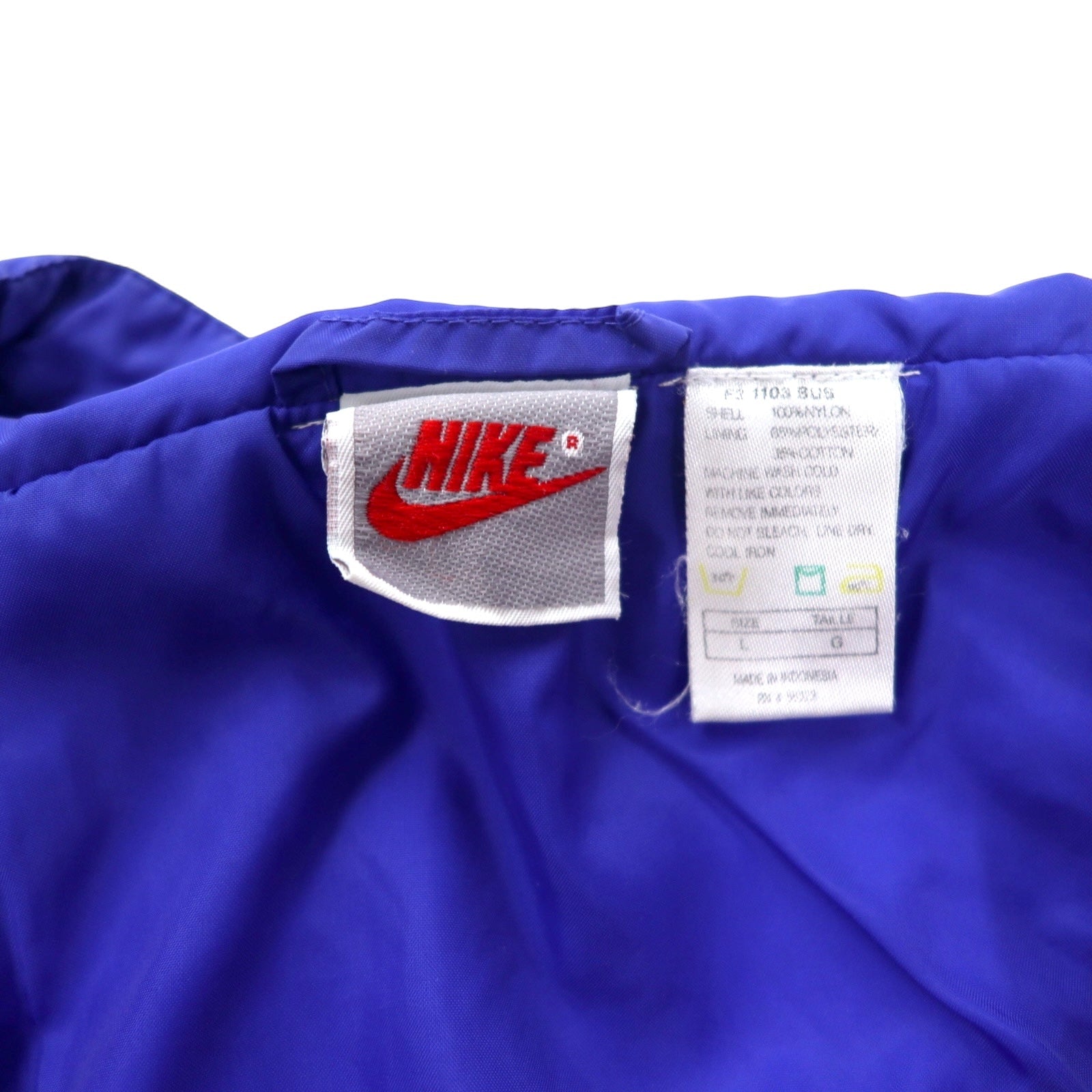 NIKE anni '90 Giacca in nylon Tuta L Blu navy Color Block Logo Swoosh Ricamo Etichetta argento