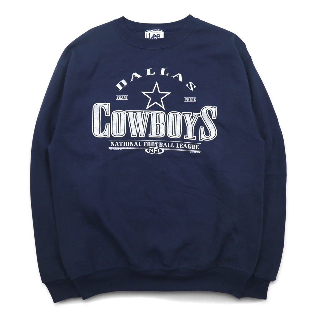 Felpa Lee SPORT anni '90 NFL stampa XL blu navy cotone DALLAS COWBOYS Made in Mexico