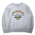 Champion anni '90 felpa stampata college XXL grigio cotone NCAA MICHIGAN logo ad arco taglia grande fabbricato in Costa Rica