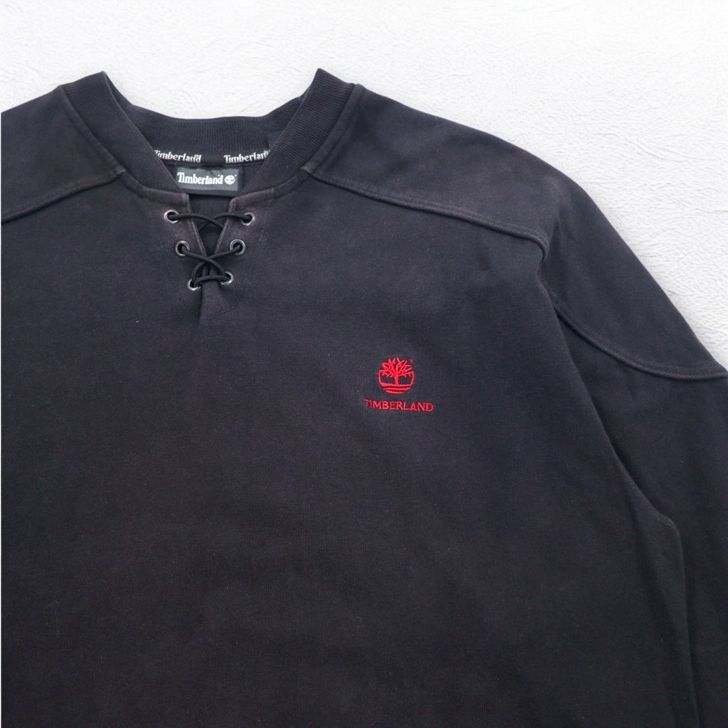 Timberland Felpa allacciata XL Nera Cotone Logo ricamato