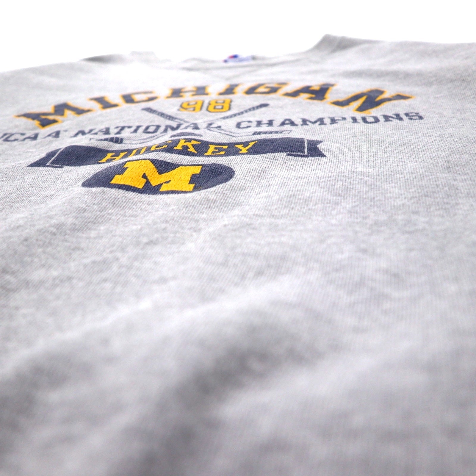 Champion anni '90 felpa stampata college XXL grigio cotone NCAA MICHIGAN logo ad arco taglia grande fabbricato in Costa Rica