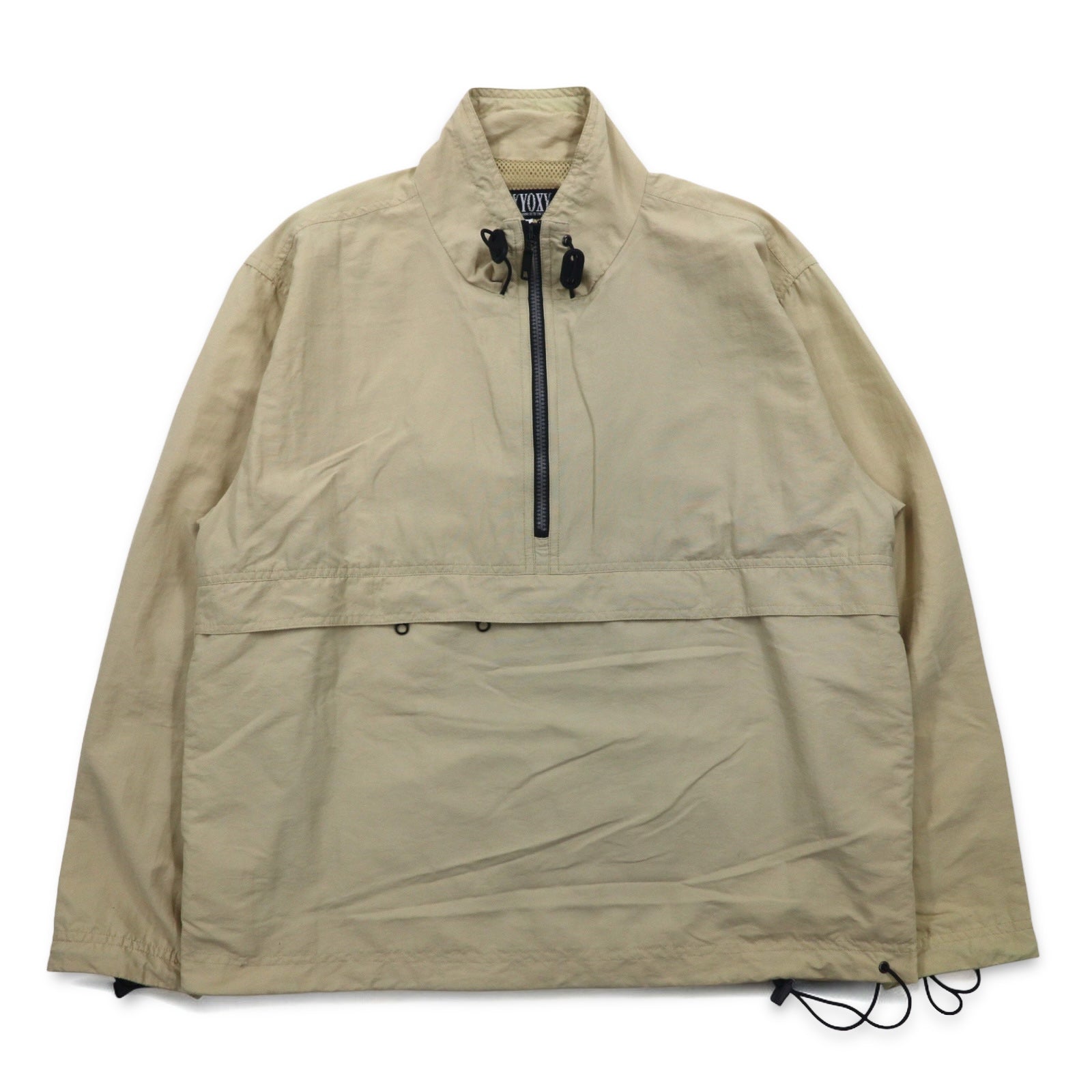 Anni '90 OXYOXY Giacca a vento anorak con mezza zip M Beige Nylon Coulisse