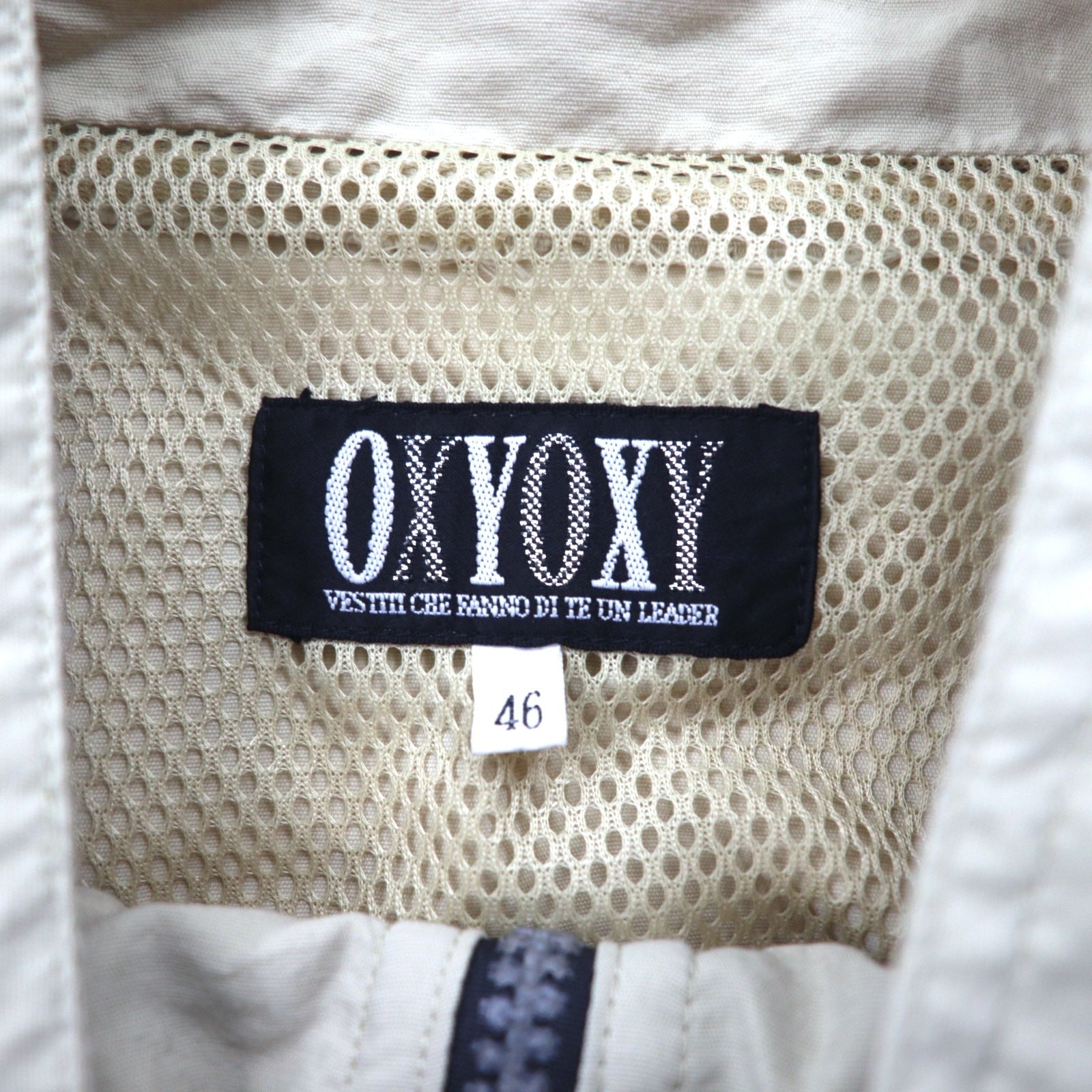 Anni '90 OXYOXY Giacca a vento anorak con mezza zip M Beige Nylon Coulisse