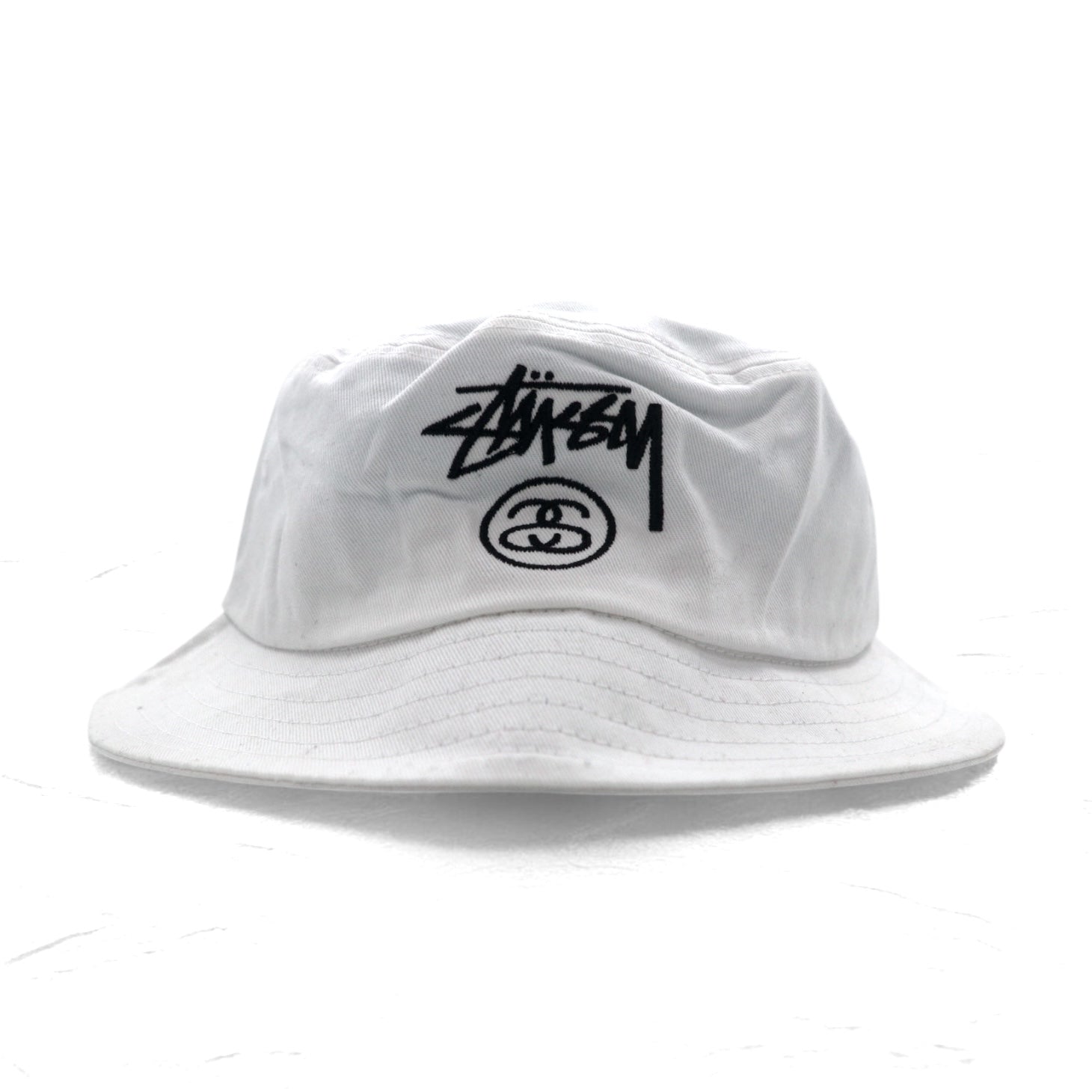 Stussy cappello da pescatore logo Chanel S/M bianco cotone ricamato