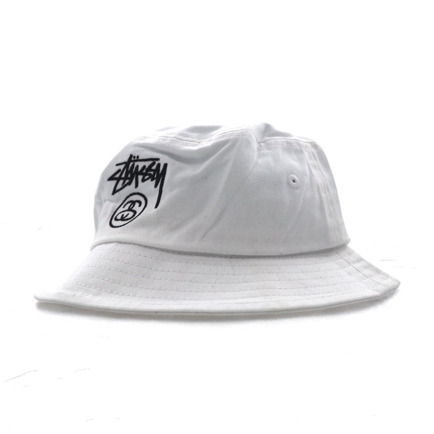 Stussy cappello da pescatore logo Chanel S/M bianco cotone ricamato
