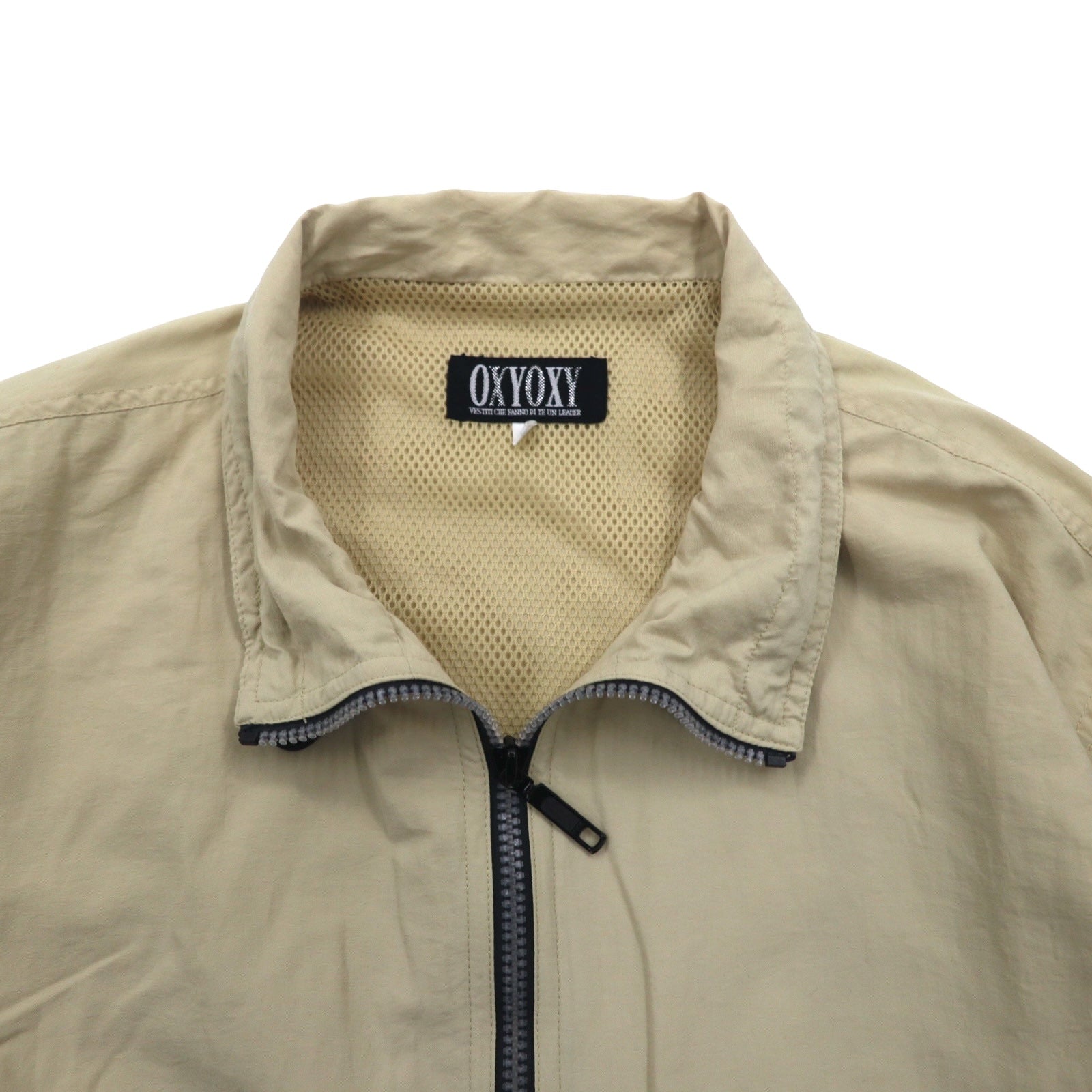 Anni '90 OXYOXY Giacca a vento anorak con mezza zip M Beige Nylon Coulisse