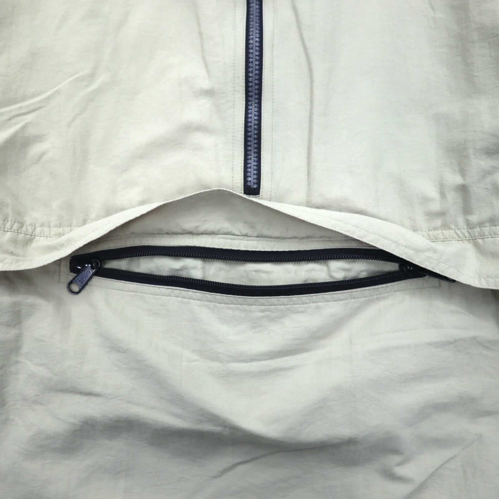 Anni '90 OXYOXY Giacca a vento anorak con mezza zip M Beige Nylon Coulisse