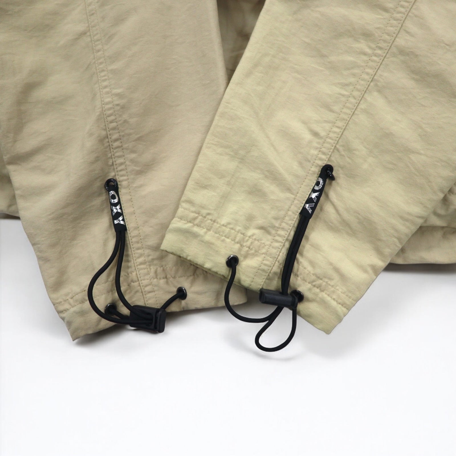 Anni '90 OXYOXY Giacca a vento anorak con mezza zip M Beige Nylon Coulisse