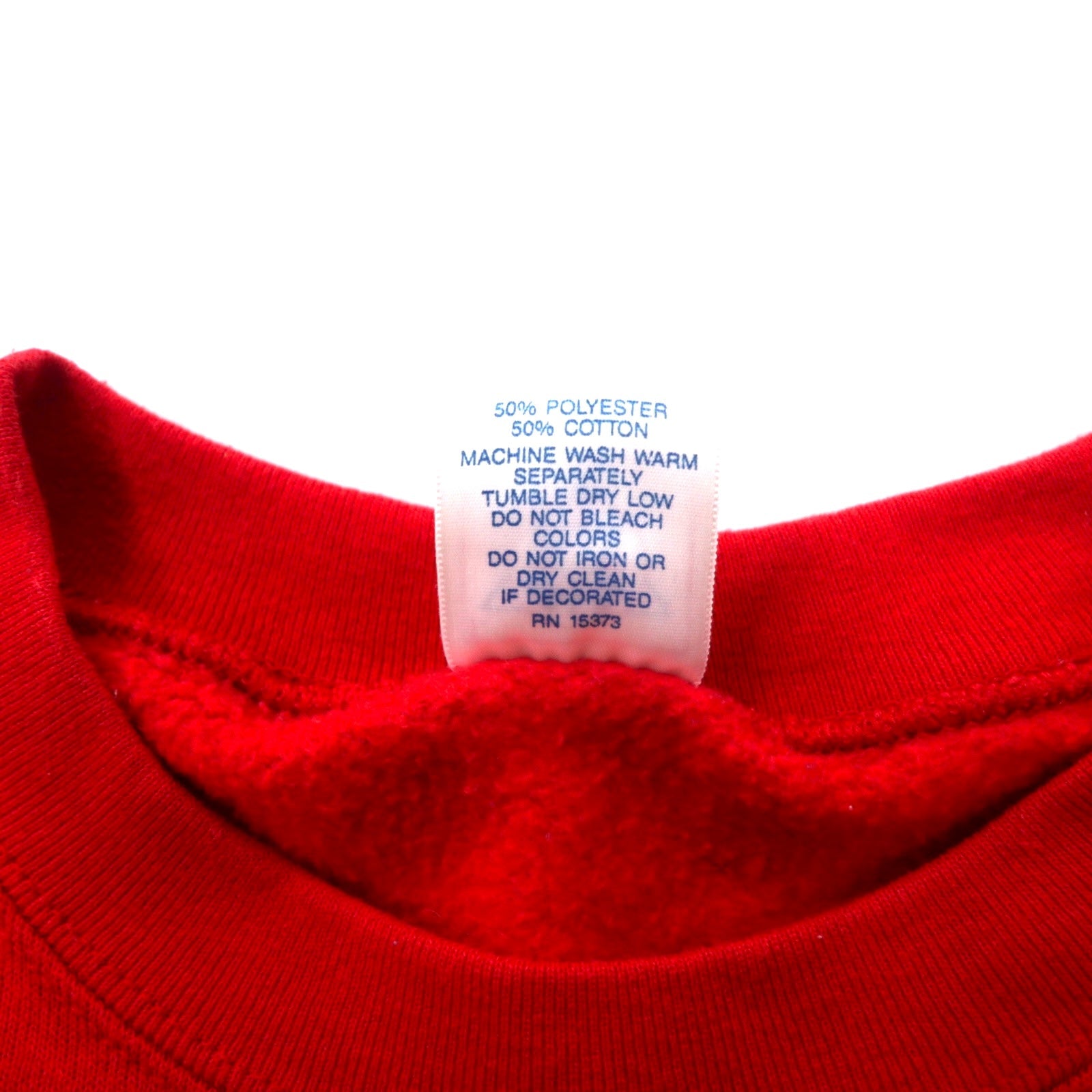 DELTA Made in USA Anni '90 FIFTY-FIFTY Stampa college felpa L Rosso Cotone Poliestere Felpato MODESTO
