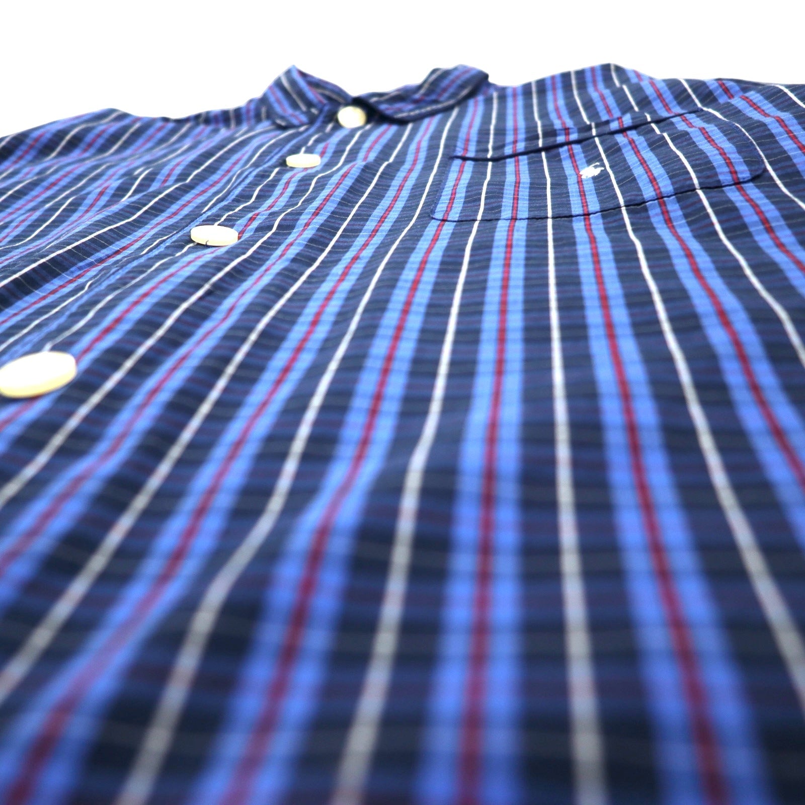 POLO RALPH LAUREN Pigiama con camicia a quadri blu in cotone, ricamo Small Pony, taglia M
