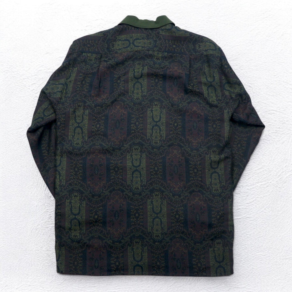 LANCEL anni '90 camicia jacquard fantasia L cachi lana made in Japan
