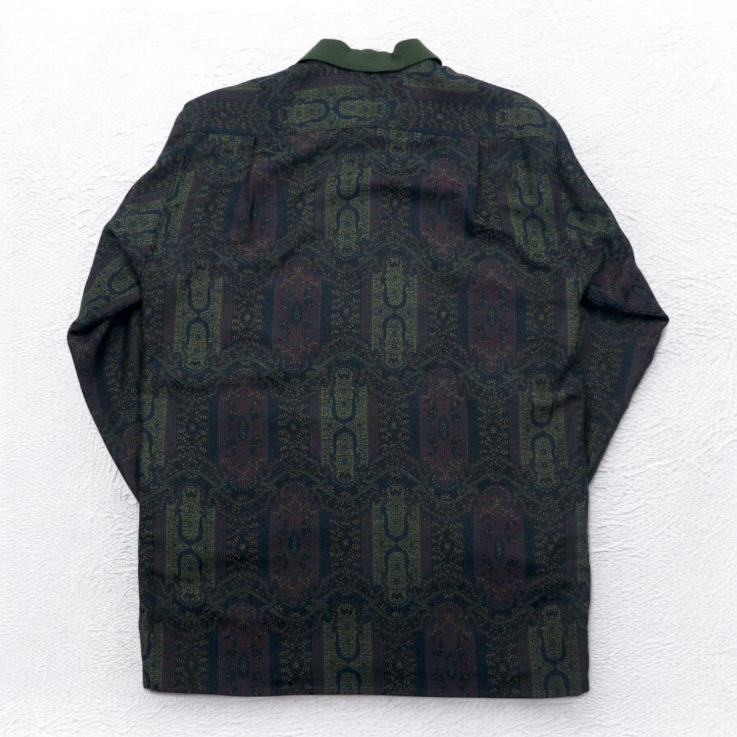 LANCEL anni '90 camicia jacquard fantasia L cachi lana made in Japan