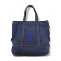 POLO RALPH LAUREN Borsa Tote Blu Navy Tela Big Pony Ricamato Effetto Vintage