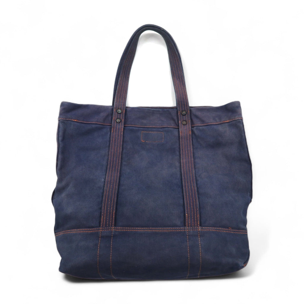 POLO RALPH LAUREN Borsa Tote Blu Navy Tela Big Pony Ricamato Effetto Vintage