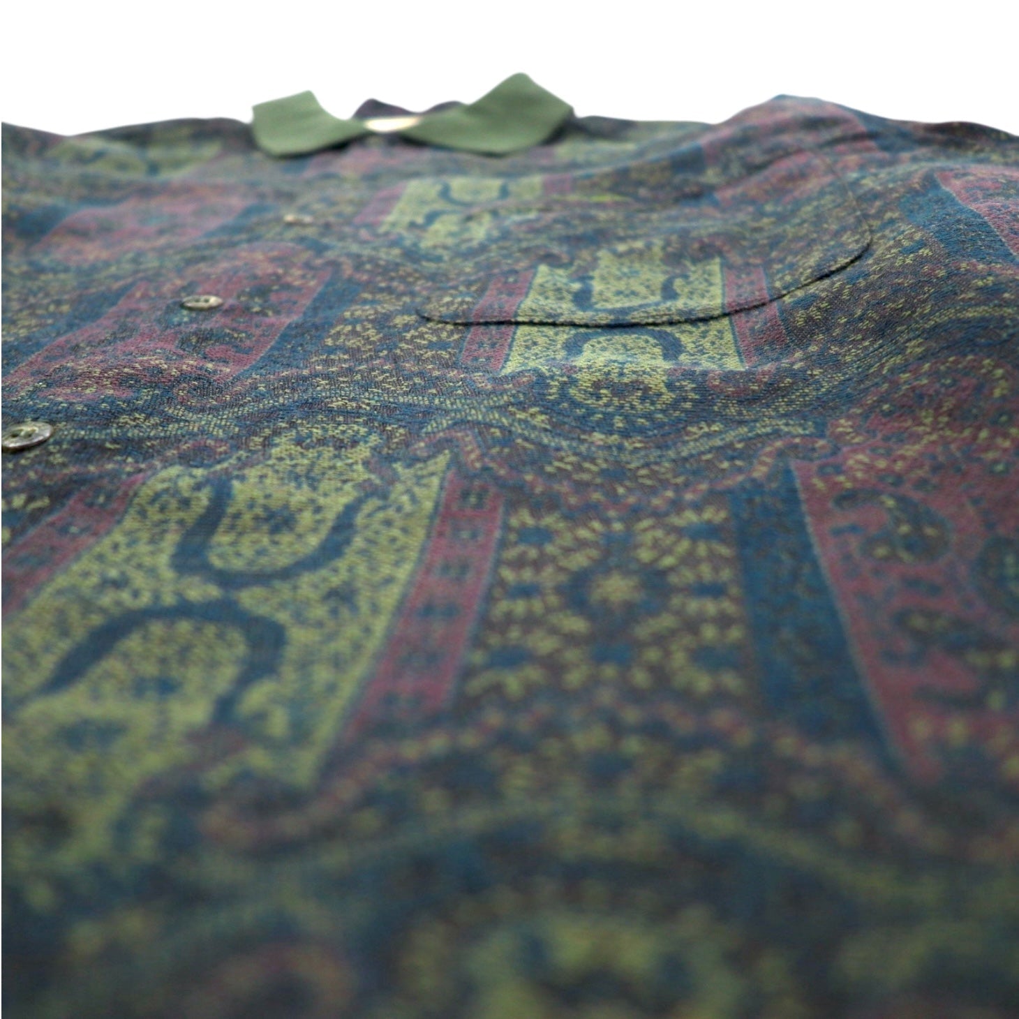 LANCEL anni '90 camicia jacquard fantasia L cachi lana made in Japan