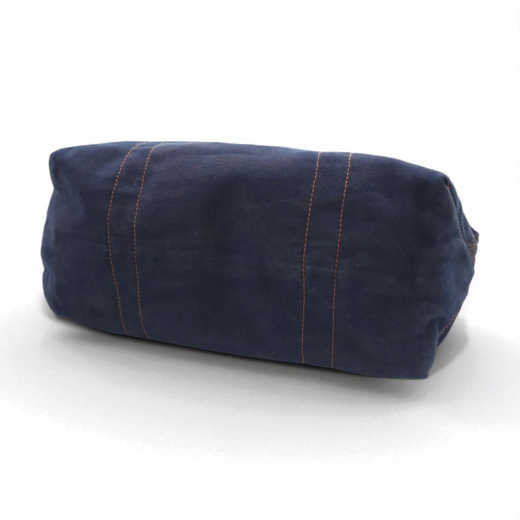 POLO RALPH LAUREN Borsa Tote Blu Navy Tela Big Pony Ricamato Effetto Vintage