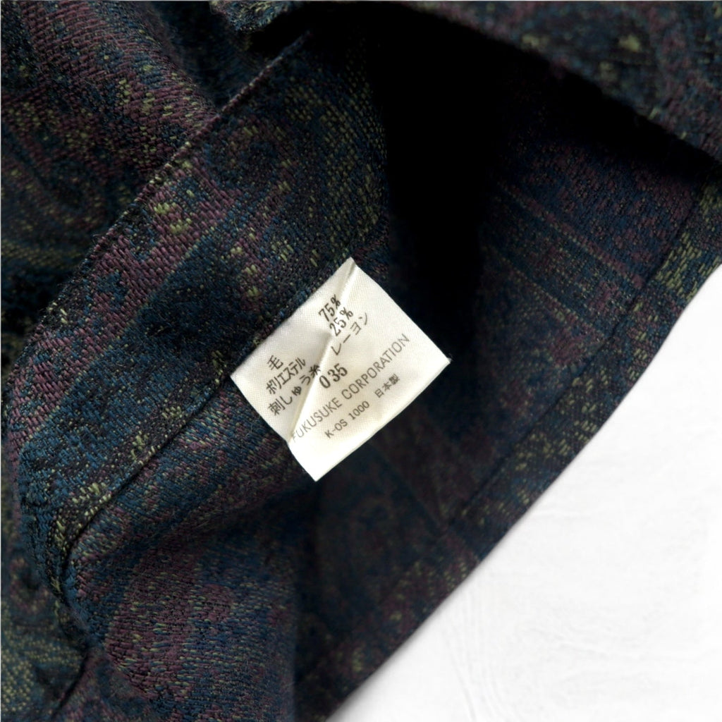LANCEL anni '90 camicia jacquard fantasia L cachi lana made in Japan