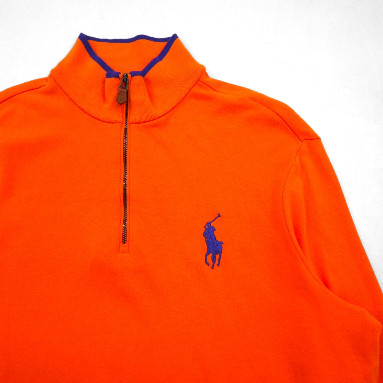POLO GOLF RALPH LAUREN ハーフジップ スウェット トレーナー M オレンジ ポニー刺繍