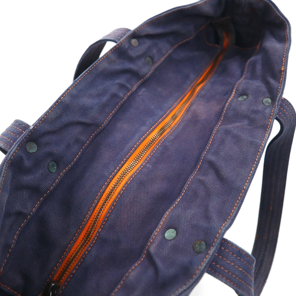 POLO RALPH LAUREN Borsa Tote Blu Navy Tela Big Pony Ricamato Effetto Vintage