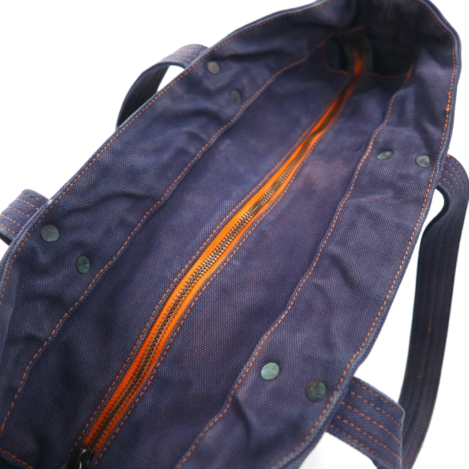 POLO RALPH LAUREN Borsa Tote Blu Navy Tela Big Pony Ricamato Effetto Vintage