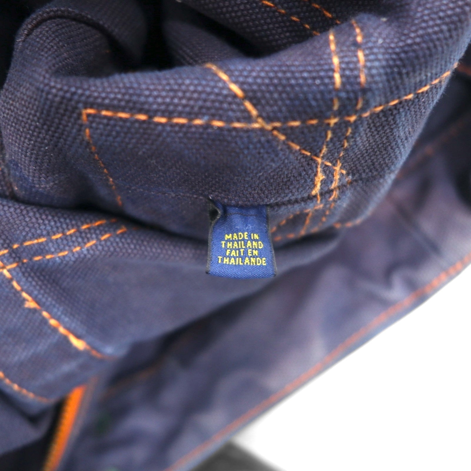 POLO RALPH LAUREN Borsa Tote Blu Navy Tela Big Pony Ricamato Effetto Vintage
