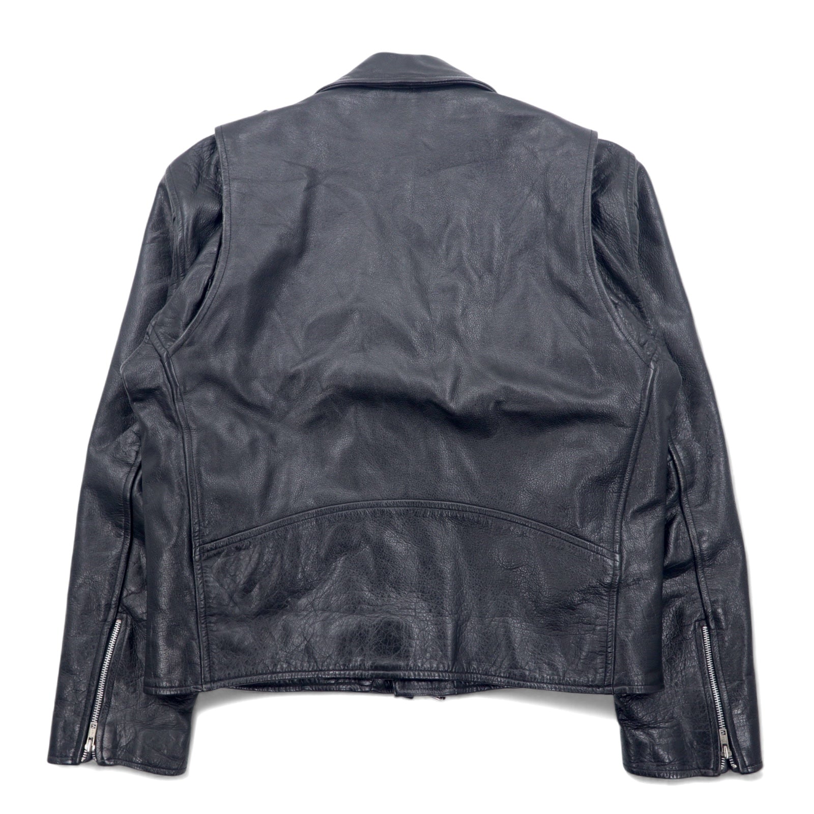 パキスタン製 90年代 パキジャン ダブルライダース レザージャケット XL ブラック GENUINE Leather レザー キルティングライナー
