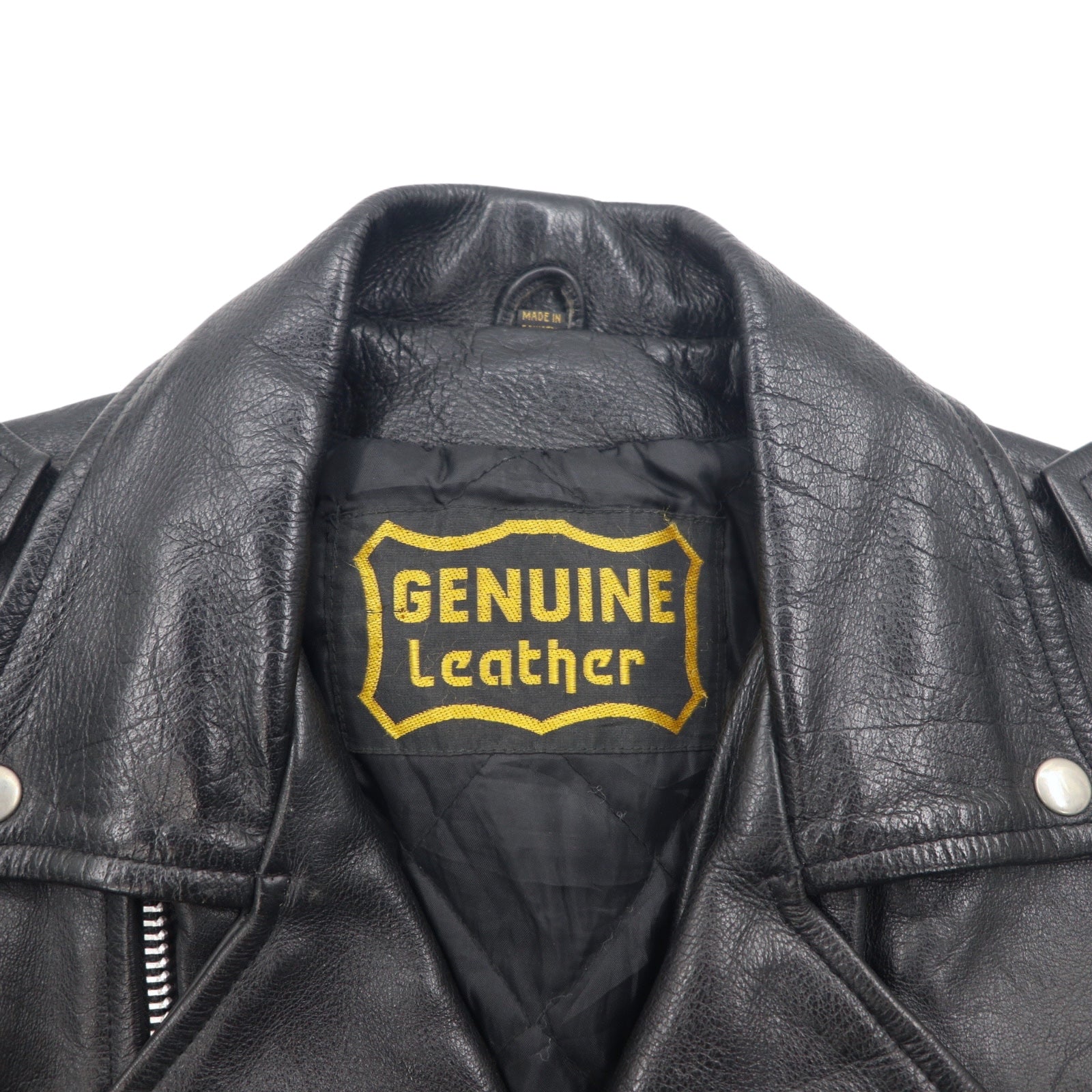 パキスタン製 90年代 パキジャン ダブルライダース レザージャケット XL ブラック GENUINE Leather レザー キルティングライナー
