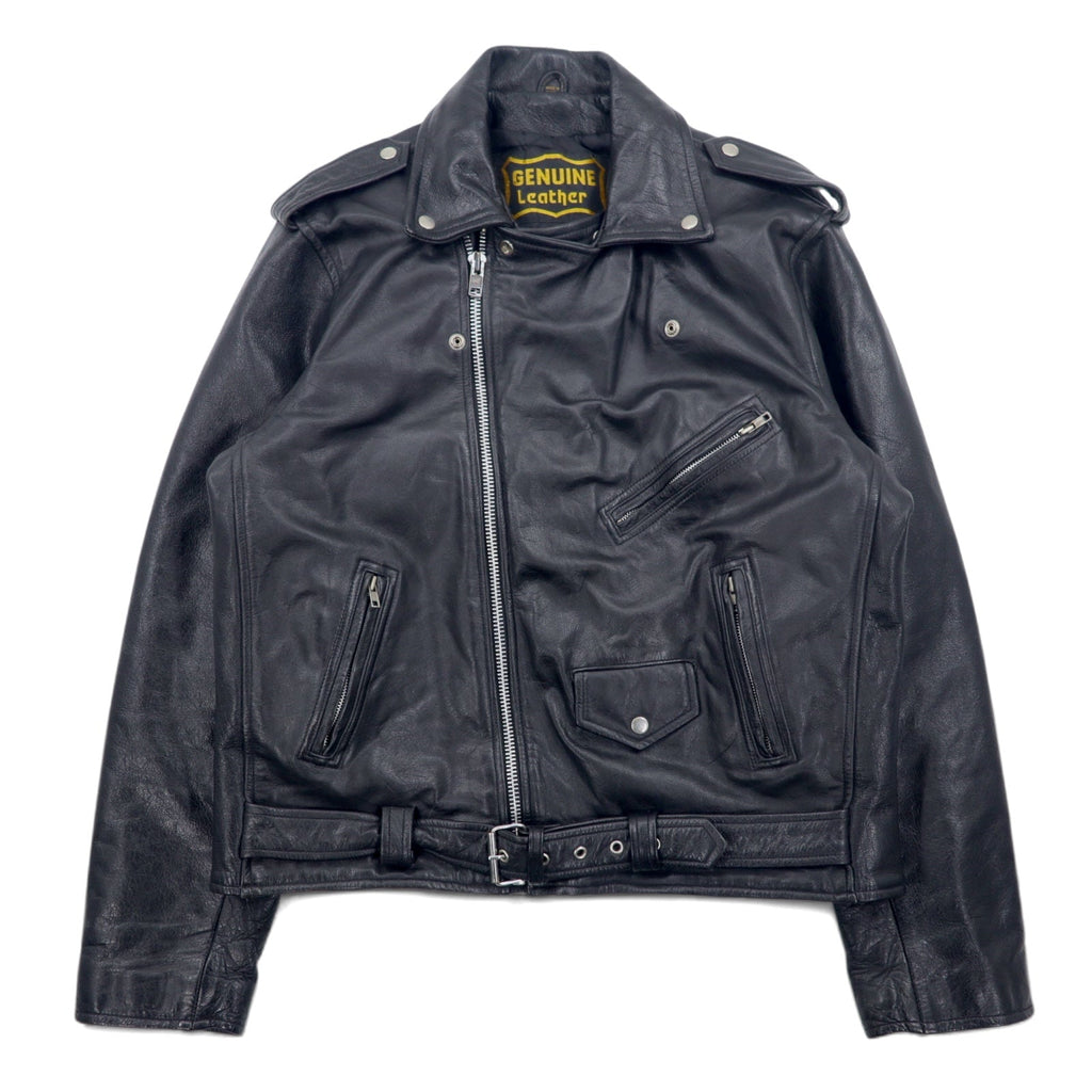 パキスタン製 90年代 パキジャン ダブルライダース レザージャケット XL ブラック GENUINE Leather レザー キルティングライナー