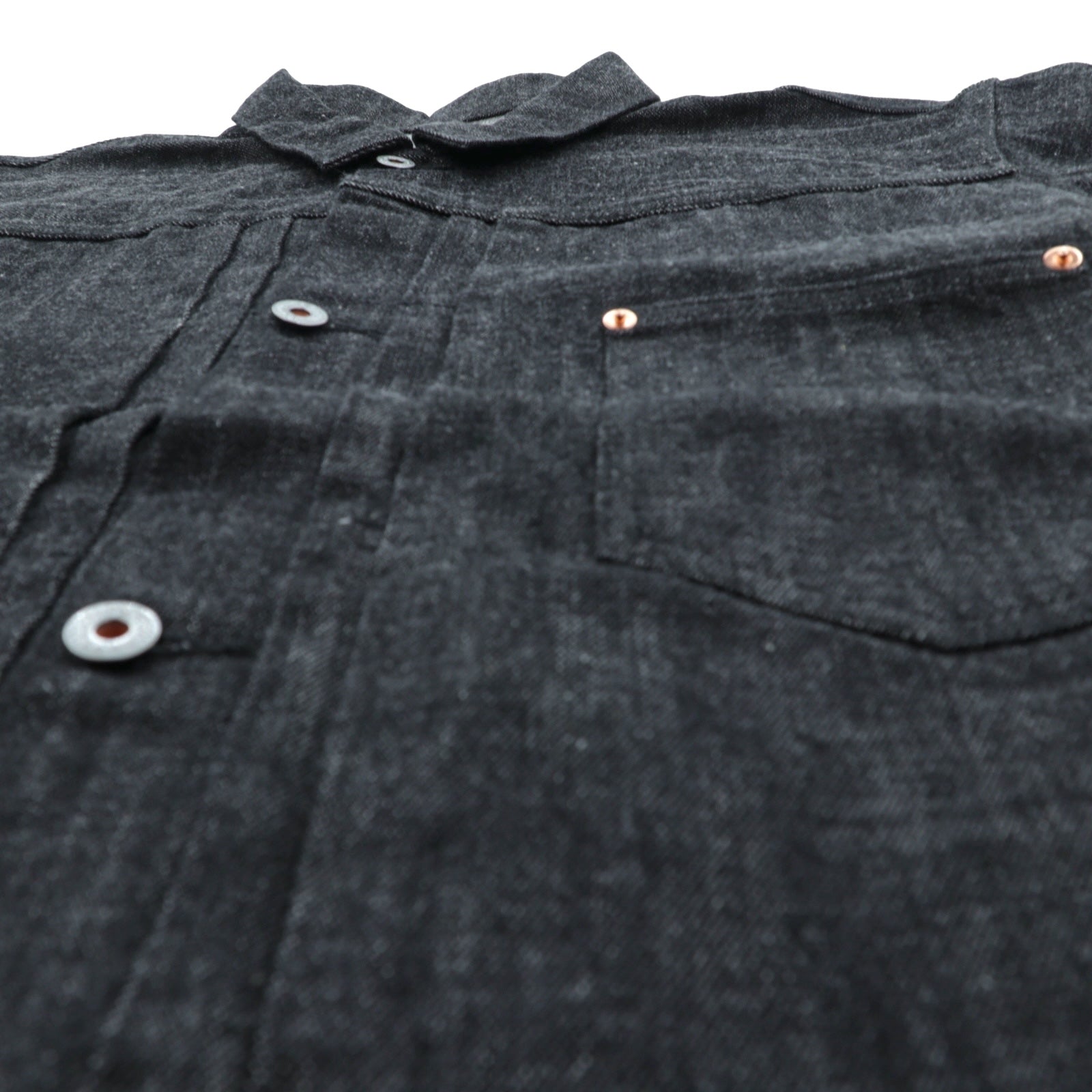 VINTAGE レプリカ 1st タイプ 大戦モデル デニムジャケット Gジャン XL ブラック 13.5OZ セルヴィッチ 赤耳 シンチバック プリーツ 月桂樹ボタン 復刻 未使用品