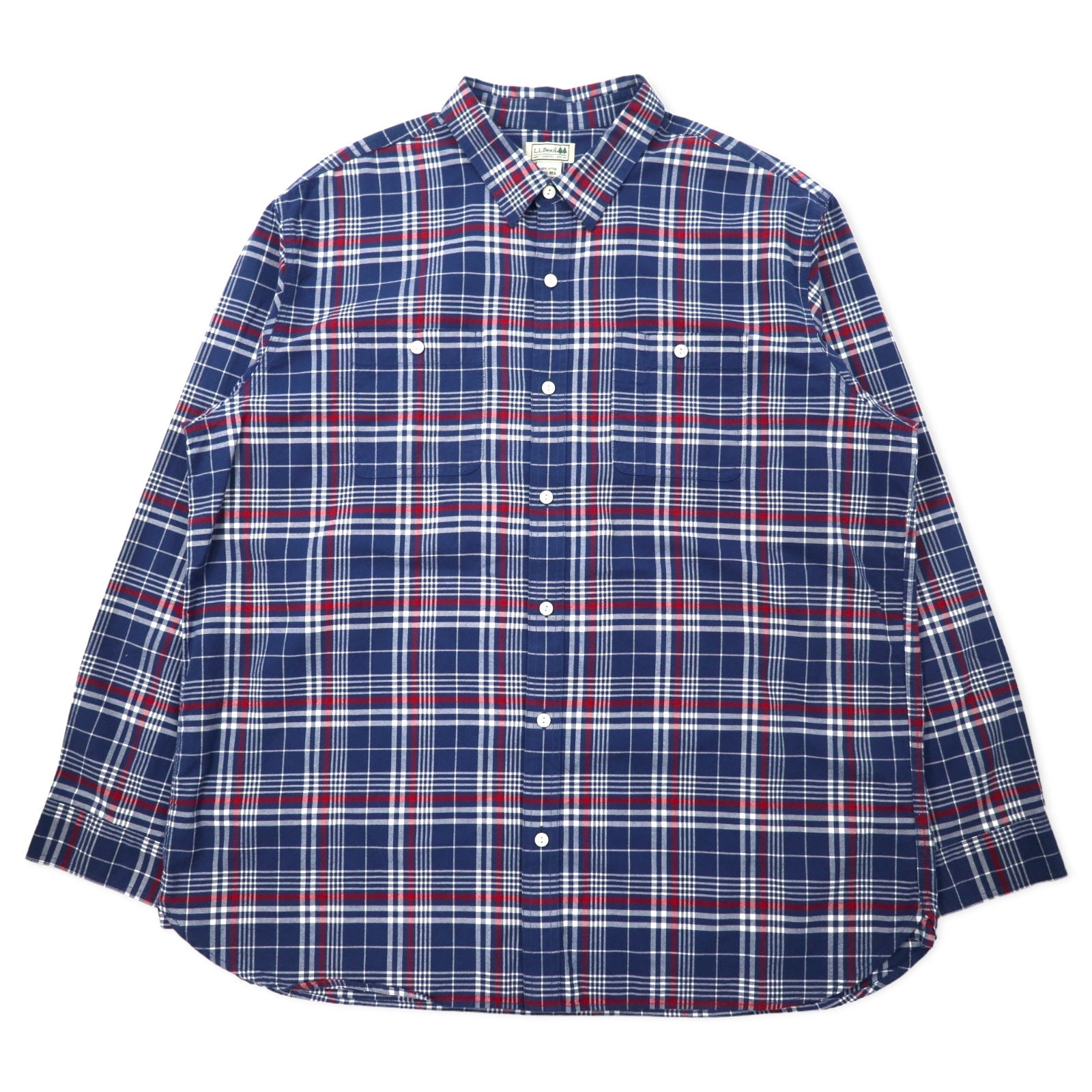 L.L.Bean Camicia a quadri XXL Blu navy Cotone Taglia grande 285277