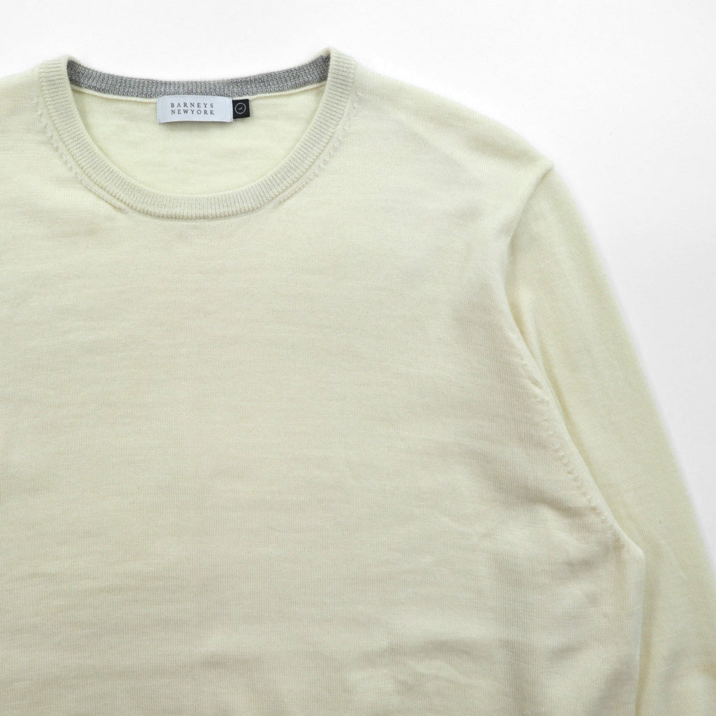 BARNEYS NEW YORK 日本製 ニット セーター L ホワイト ウール 23538519