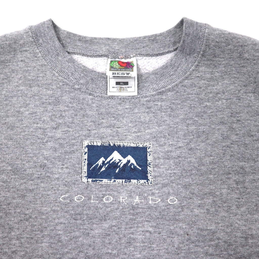 FRUIT OF THE LOOM Felpa stampata XL grigia cotone COLORADO Made in Mexico