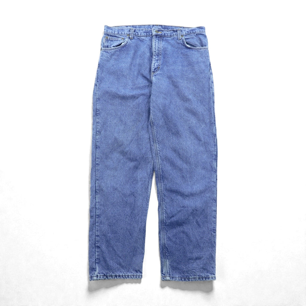 carhartt USA製 フランネルライナー デニムパンツ ジーンズ XL インディゴ 裏地 チェック ビッグサイズ B21DST
